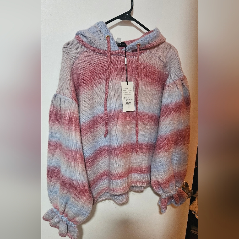 Something Navy Cowl Neck Sweater - Pink and Blue